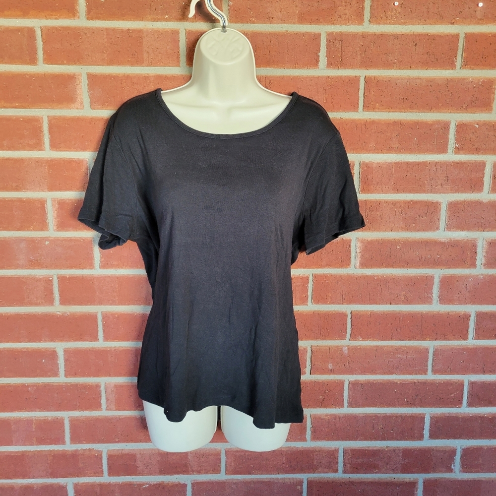 White Stag Women’s XXL Black Short Sleeve Scoop Neck T-Shirt.  #350
